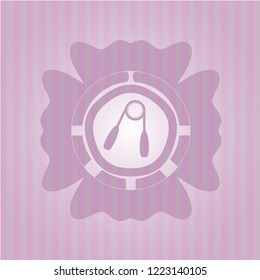 hand gripper icon inside pink emblem