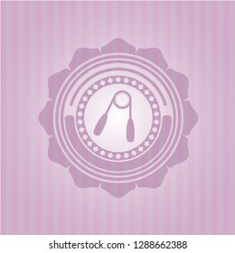 hand gripper icon inside pink emblem
