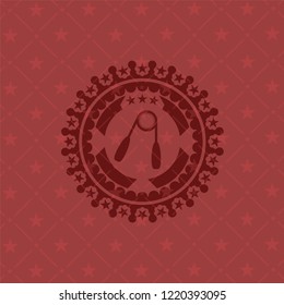 hand gripper icon inside realistic red emblem