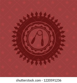 hand gripper icon inside realistic red emblem