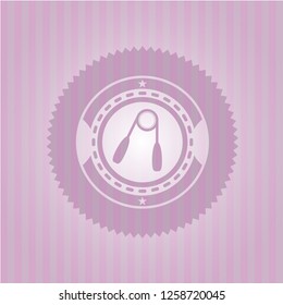 hand gripper icon inside realistic pink emblem