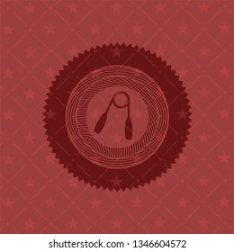 hand gripper icon inside realistic red emblem
