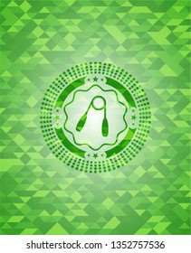 hand gripper icon inside realistic green mosaic emblem