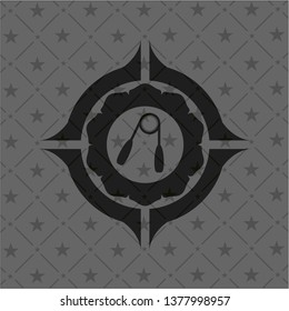 hand gripper icon inside realistic black emblem
