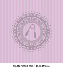 hand gripper icon inside realistic pink emblem