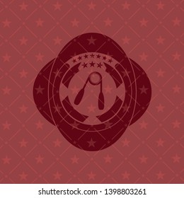 hand gripper icon inside red emblem. Retro