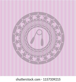 hand gripper icon inside retro style pink emblem
