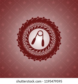 hand gripper icon inside retro red emblem