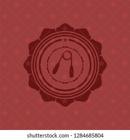hand gripper icon inside retro red emblem