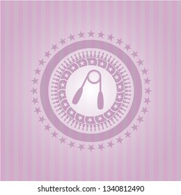 hand gripper icon inside retro pink emblem