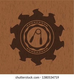 hand gripper icon inside retro style wooden emblem