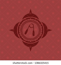 hand gripper icon inside retro red emblem