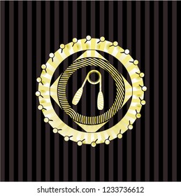 hand gripper icon inside shiny badge