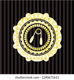 hand gripper icon inside shiny emblem