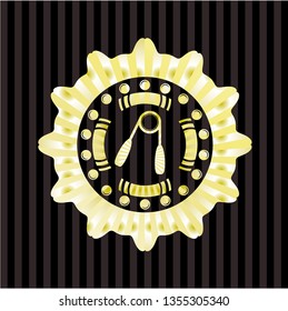 hand gripper icon inside shiny emblem