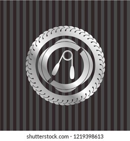 hand gripper icon inside silver emblem