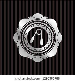 hand gripper icon inside silver shiny emblem