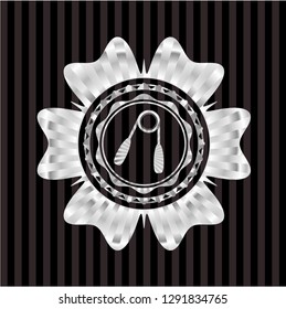 hand gripper icon inside silver shiny badge