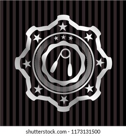 hand gripper icon inside silvery shiny badge