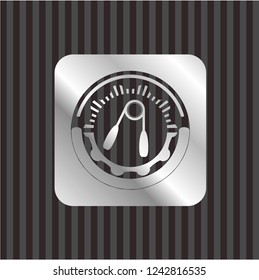 hand gripper icon inside silvery shiny emblem