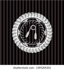 hand gripper icon inside silvery shiny emblem