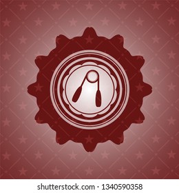 hand gripper icon inside vintage red emblem