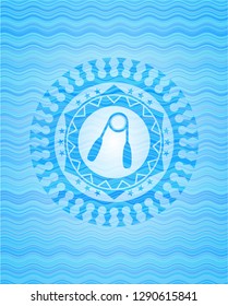 hand gripper icon inside water representation badge.