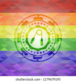hand gripper icon on mosaic background with the colors of the LGBT flag
