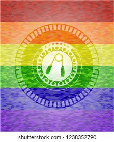 hand gripper icon on mosaic background with the colors of the LGBT flag