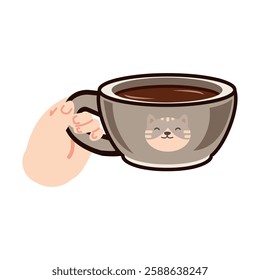 hand gripping a coffee cup flat