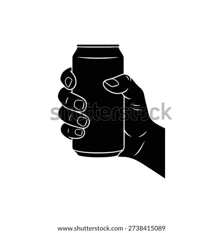 Hand Gripping Cylinder Silhouette Vector. Holding Cylindrical Object Black Silhouette. Natural Thumb Grip Clip Art Illustration.