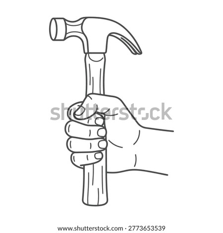 A hand gripping a hammer tool for construction and DIY projects, symbolizing work and repair