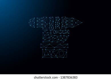 Hand Gripping pen low poly illustration - Education concept