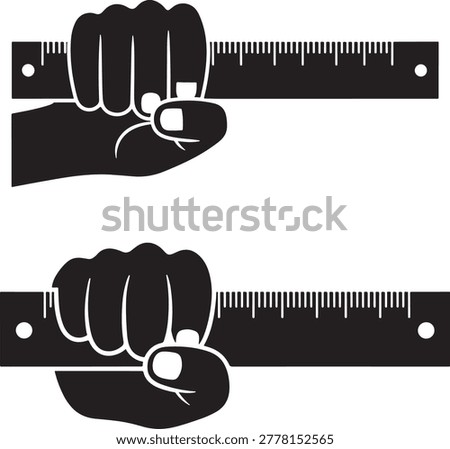 Hand gripping ruler, measure control, precision, power, constraint, testing, assessment.