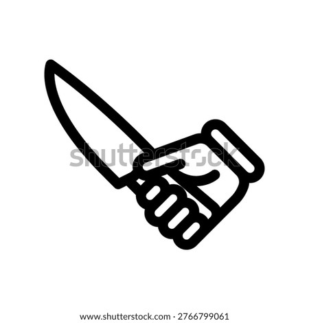 Hand Gripping Sharp Kitchen Knife Outline