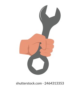 Hand grips a grey wrench, demonstrating its sturdy construction and ergonomic design