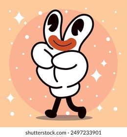 Hand groovy cartoon character Vector illustration