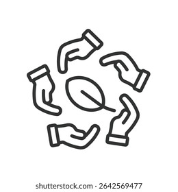 Hand grown food, icon in line design. Hand grown, organic, farm, harvest, garden, vegetable, local on white background vector. Hand grown food, editable stroke icon