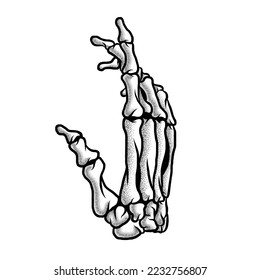 Hand Grunge Black And White Bones Graphic Vector Illustration