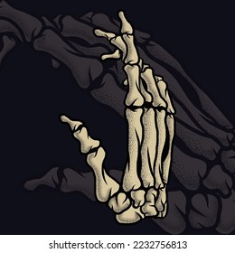 Hand Grunge Color Bones Graphic Vector Illustration