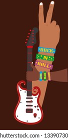 hand up guitar vector art