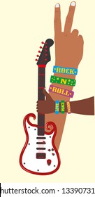 hand up guitar vector art
