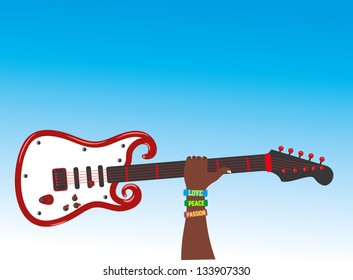 hand up guitar vector art