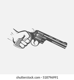 Hand with gun.