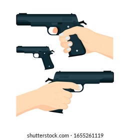 Hand Gun Hand Holding Gun Front Stock Vector (Royalty Free) 1655261119 ...