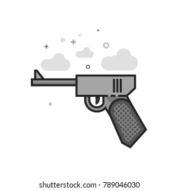 Hand gun icon in flat outlined grayscale style. Vector illustration.