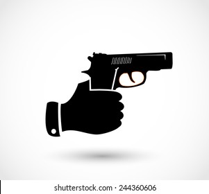 Hand with a gun icon vector