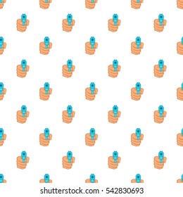 Hand with gun pattern. Cartoon illustration of hand with gun vector pattern for web