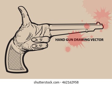 Hand gun vector drawing illustration