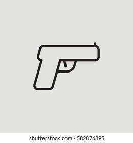 Hand Gun Weapon Outline Vector Icon